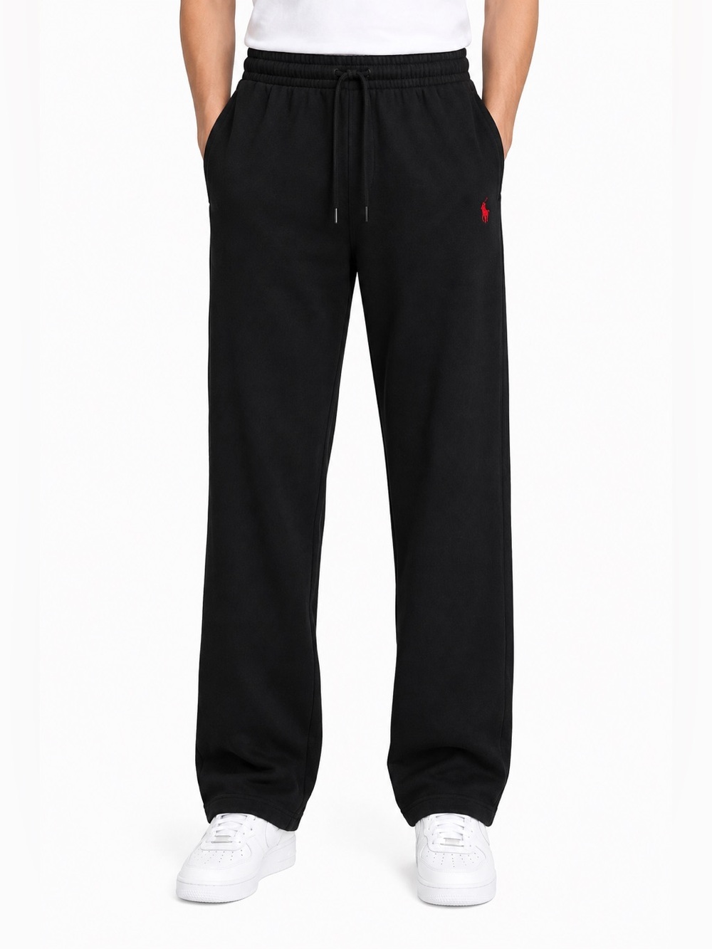NWT VINTAGE POLO RALPH LAUREN FLEECE SWEATPANTS RED PONY LOGO BLACK MEN’S 3XLT